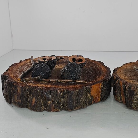 Handcrafted Wood Walnut Owl Wall Art Rustic Decor Set of 2 Nature Folk Art - Picture 8 of 10